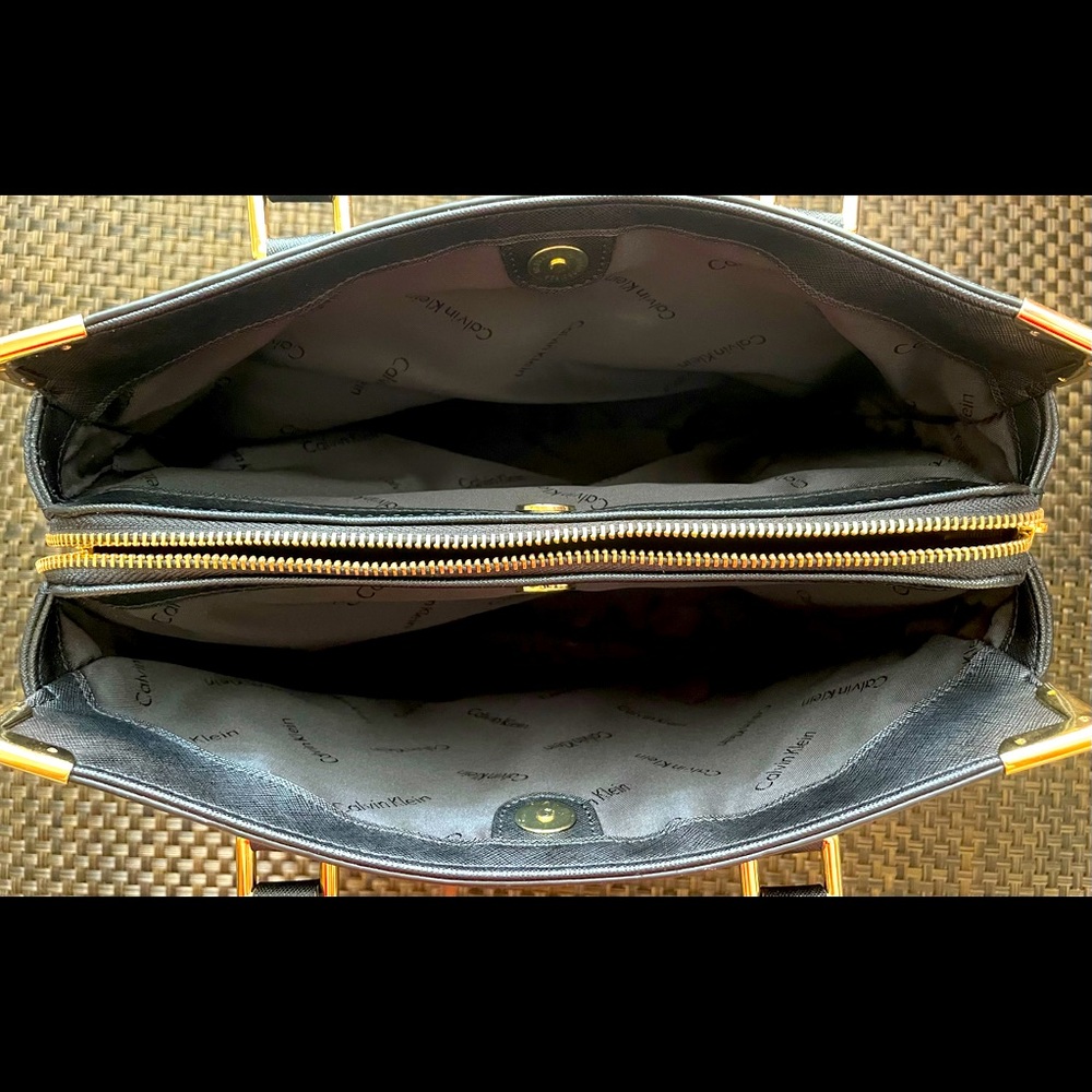 NWOT Calvin Klein Classic Gold Accented Satchel - Picture 12 of 16